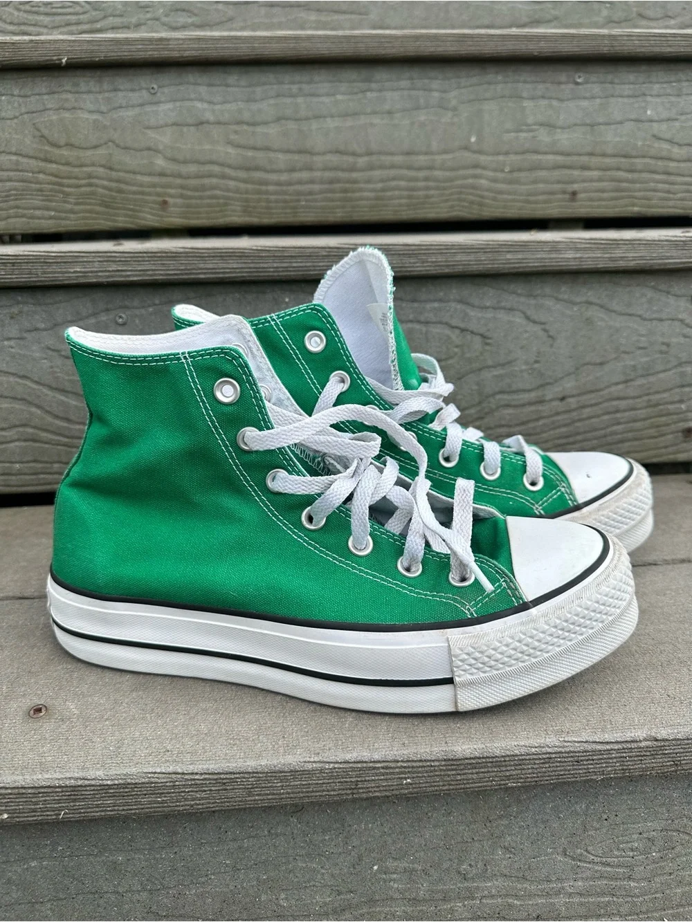 Converse Green Platform High Top Sneakers Rubber/Canvas